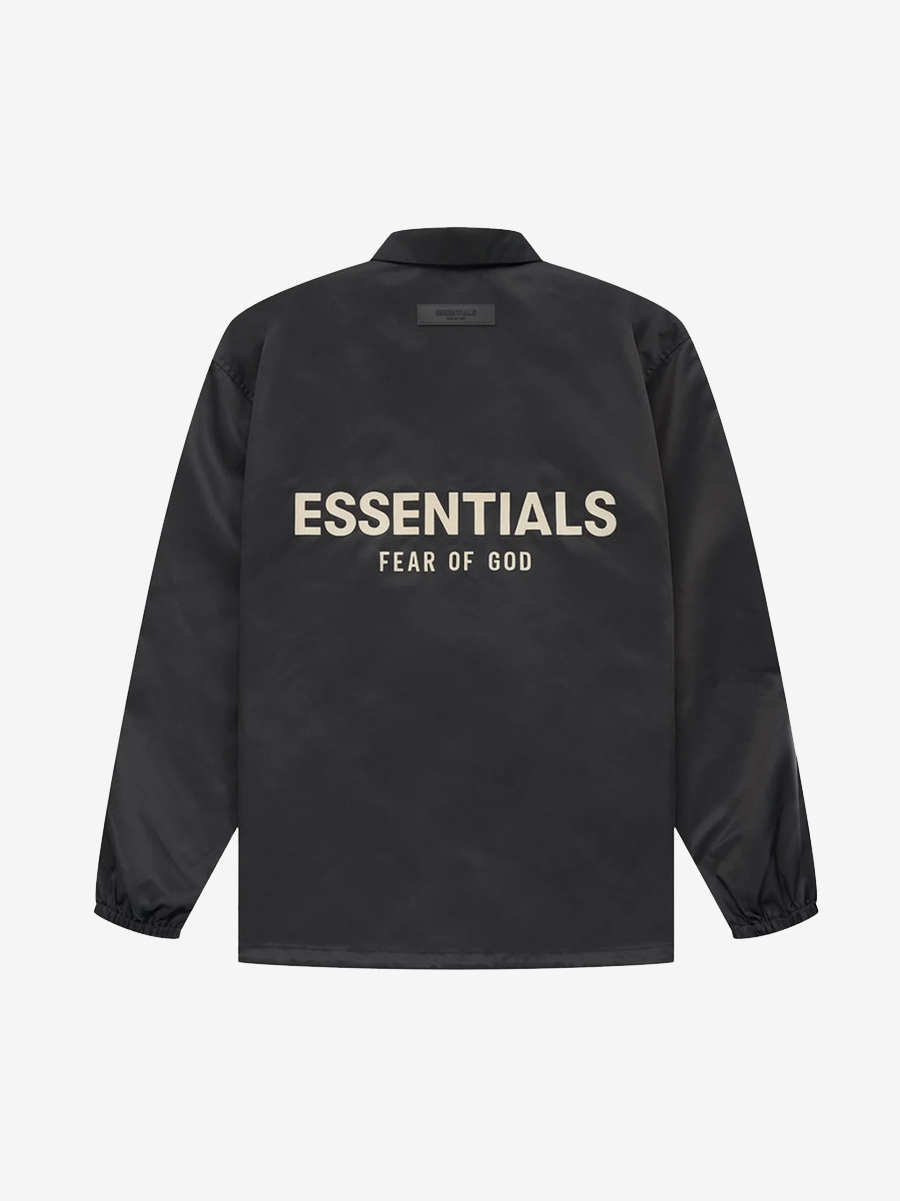 fear of god essentials coaches jacket 'iron' black